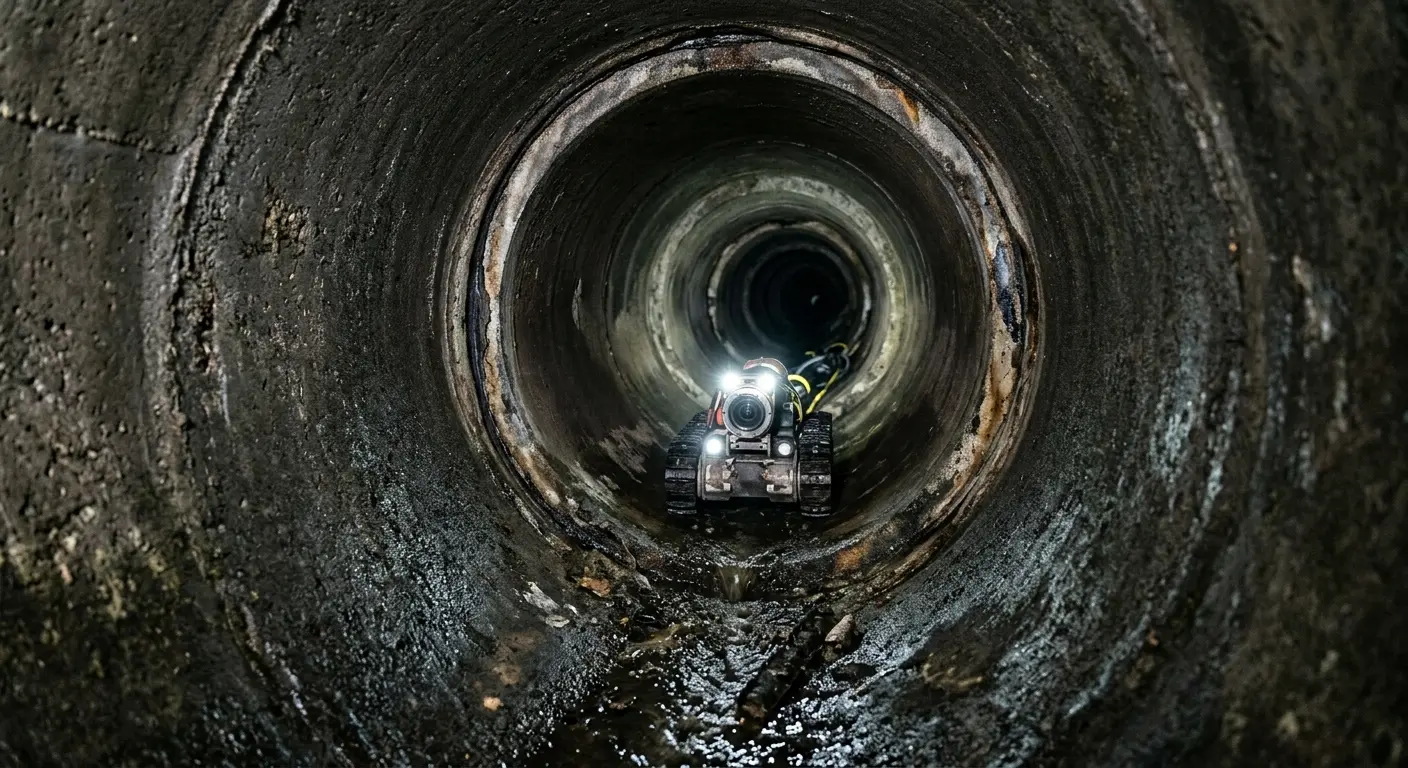 Robotic sewer camera inspecting pipe interior for Sewer Line Repair in Spearfish